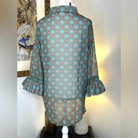 Gretchen Scott Priss Blouse-Sundial Olive Large - Picture 9 of 11